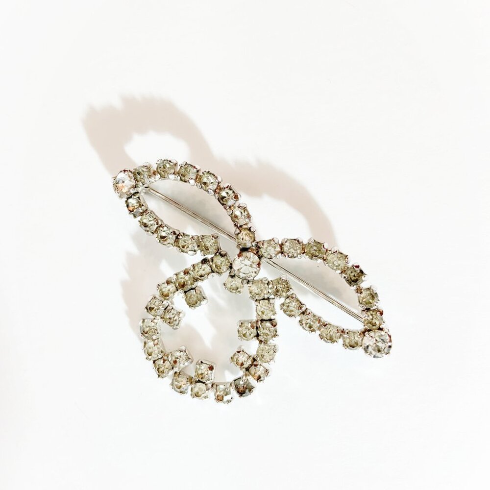 Vintage JAY FLEX Sterling Rhinestone Brooch Pin